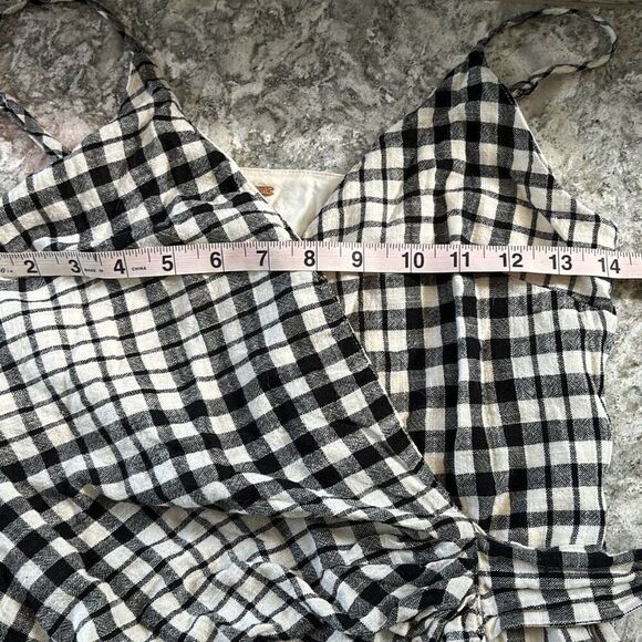 Free People Nadia Houndstooth wrap dress Sz 0 XS black - Picture 10 of 12